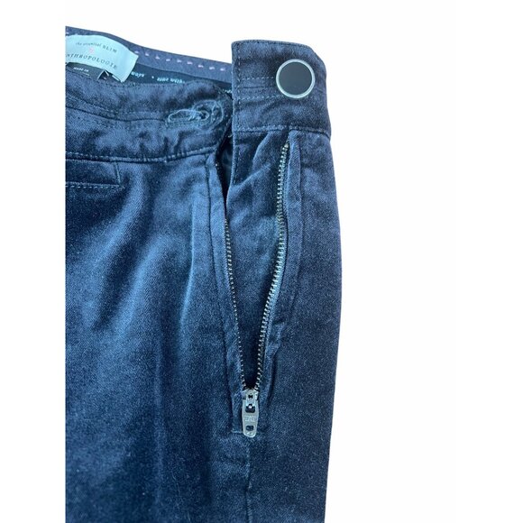 Anthropologie Black The Essential Slim Velvet Straight Pants US 0 UK 4 EU 32 - Picture 8 of 16